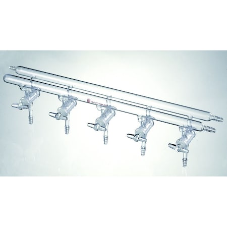 Synthware MANIFOLD, HIGH VACUUM SOLID GLASS STOPCOCKS, 5 PORT, 450mm. M300005